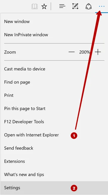 Settings in Microsoft Edge