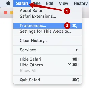 Preferences Safari