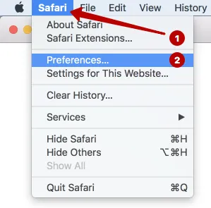 Preferences Safari