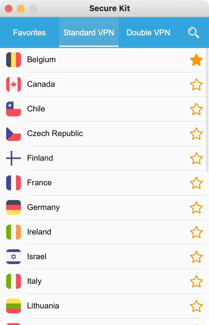 List of all VPN connections in Secure Kit on Ubuntu