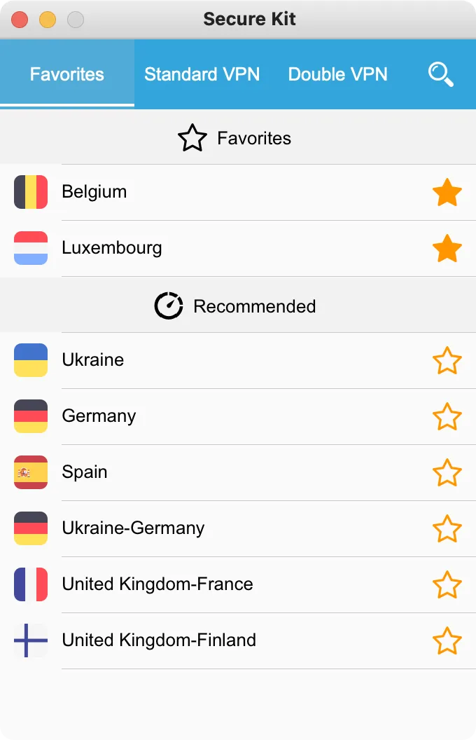 Favorites List in Secure Kit on Ubuntu