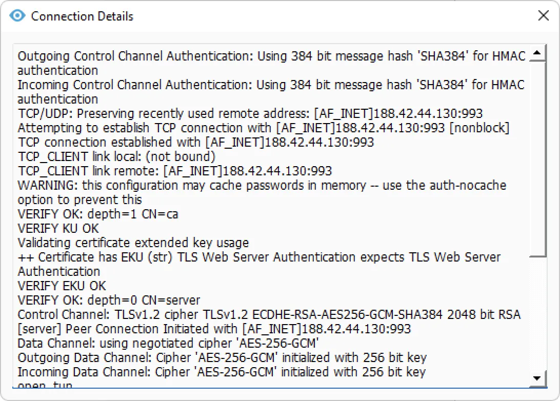 Connection process in Secure Kit on Windows