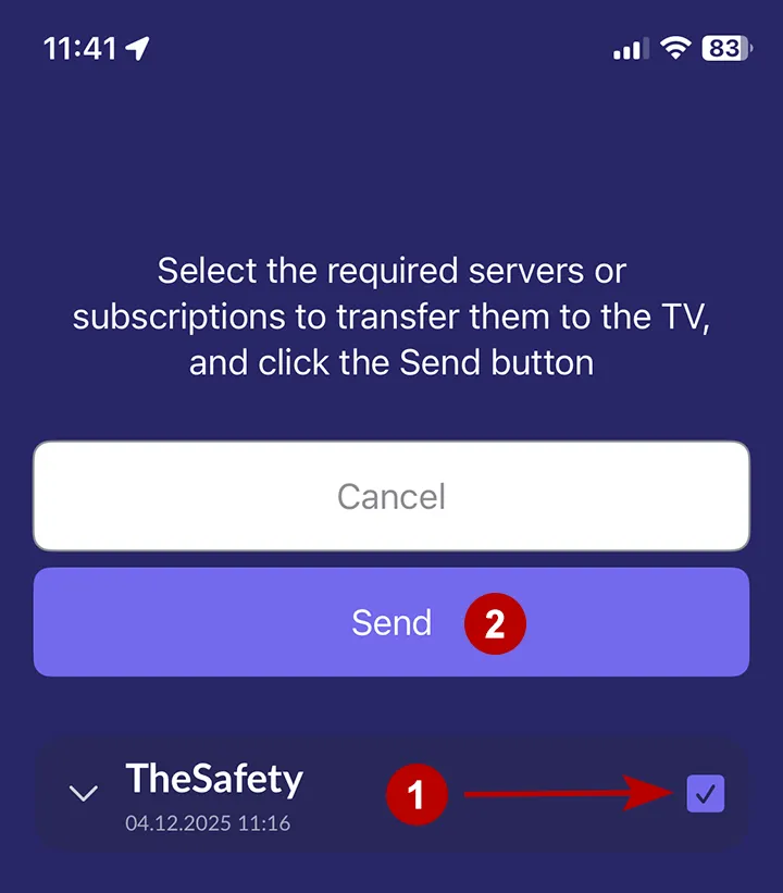 Send xVPN subscription to Happ on Android TV