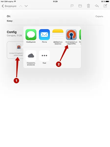 Скопировать файлы в OpenVPN на iOS