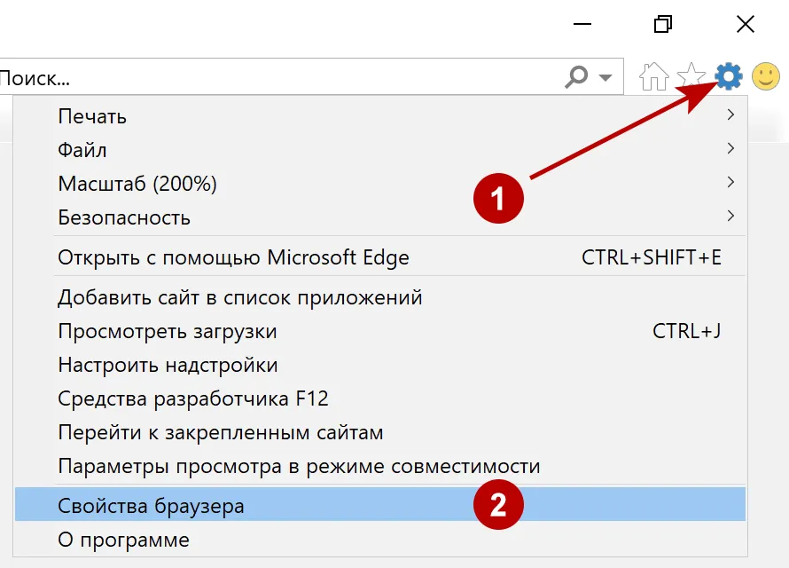 Свойства браузера Internet Explorer на Windows